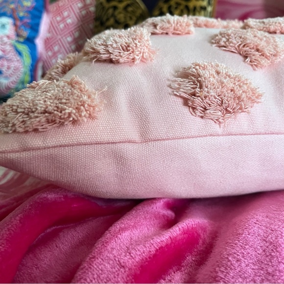Luxury Home | Boho Chic Blush Pink Tufted Polka Dot Throw Pillow Cover - Picture 7 of 9